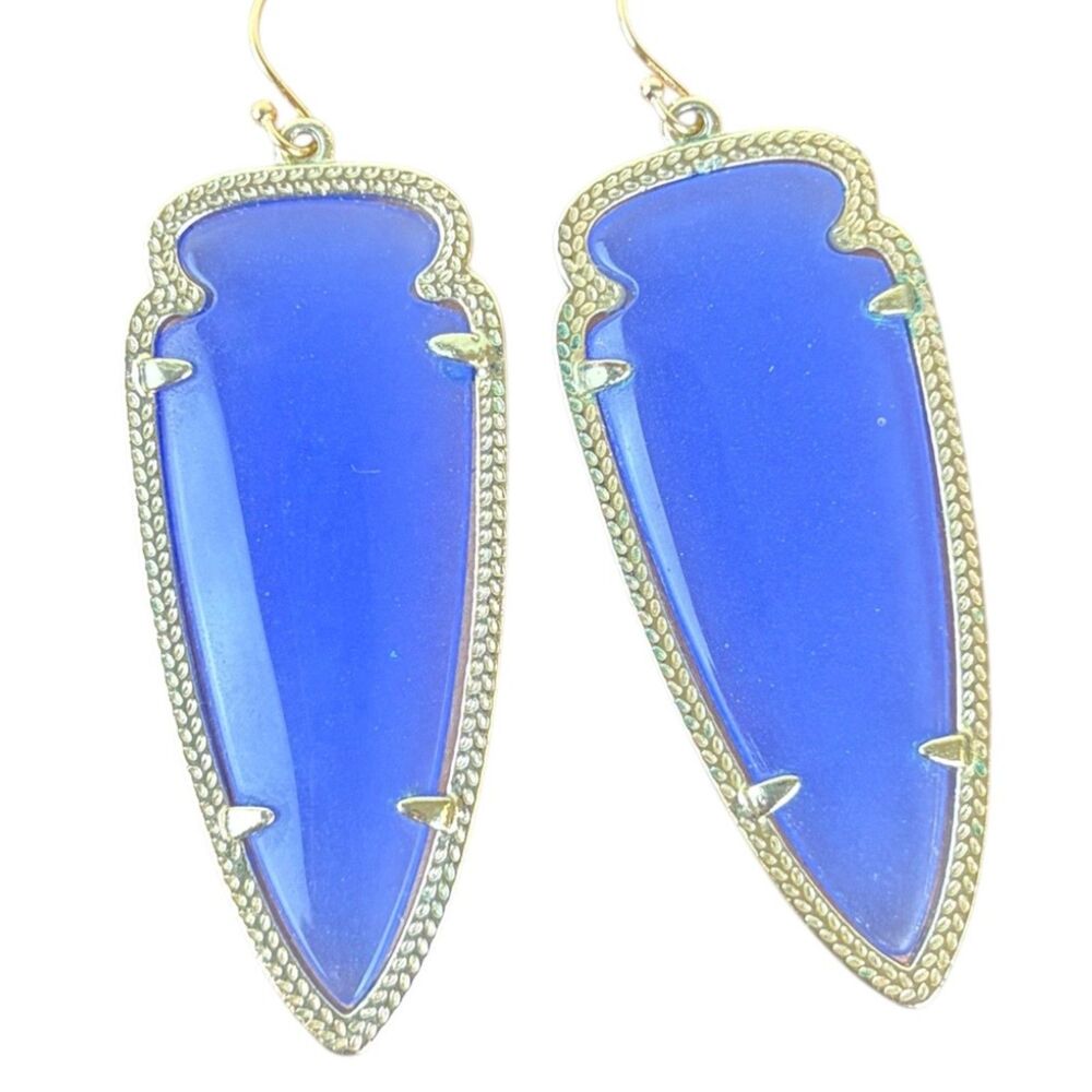 SOLD Kendra Scott Skylar Drop Earrings Periwinkle Blue Gold  Arrowhead Rare